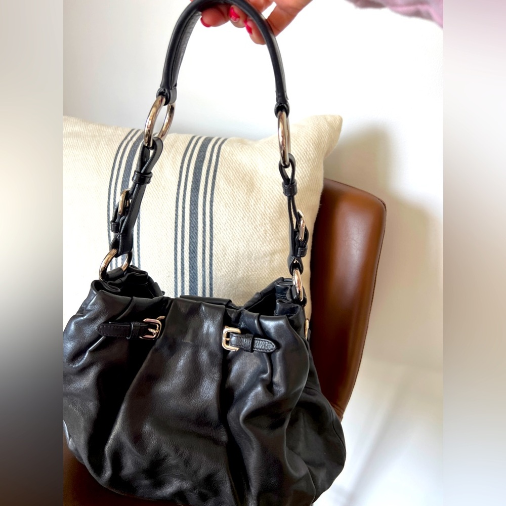 Authentic Prada shoulder handbag. Soft leather with silver hardware. - Picture 4 of 14